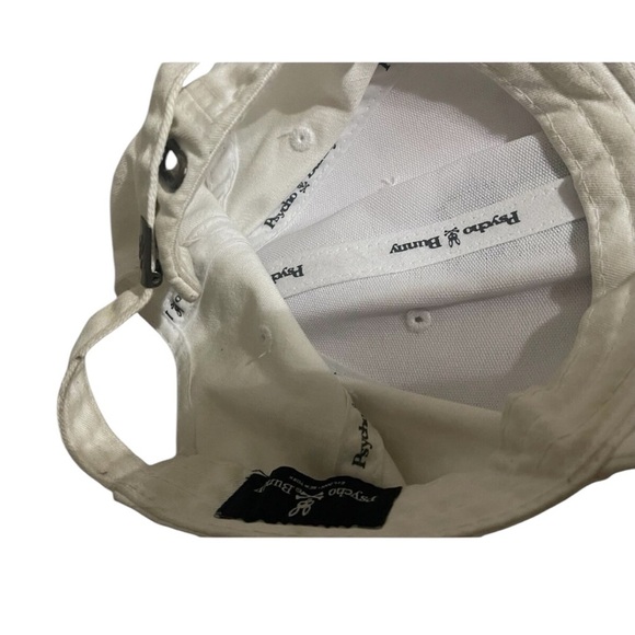 Psycho Bunny Embroidered Skull & Crossbones Hat Cap One Size White Adjustable - Picture 9 of 14
